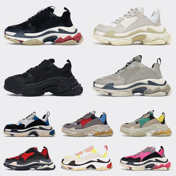 

triple s athletic outdoor men's women's designer shoes all black white pink grey beige red luxurys designers fashion trainers size, White;red