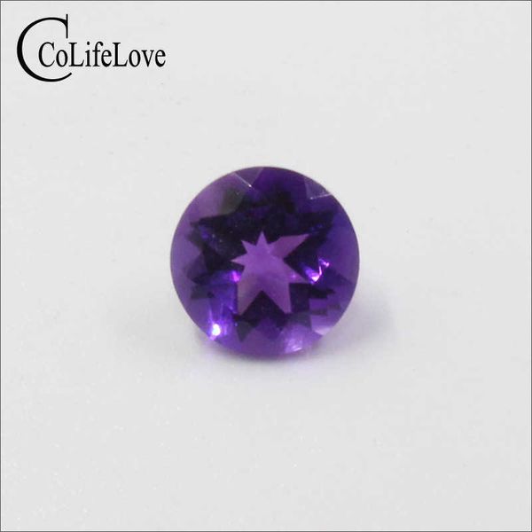 

7mm 1.2ct round cut real amethyst loose stone for engagement ring natural round cut amethyst loose gemstone h1015, Black
