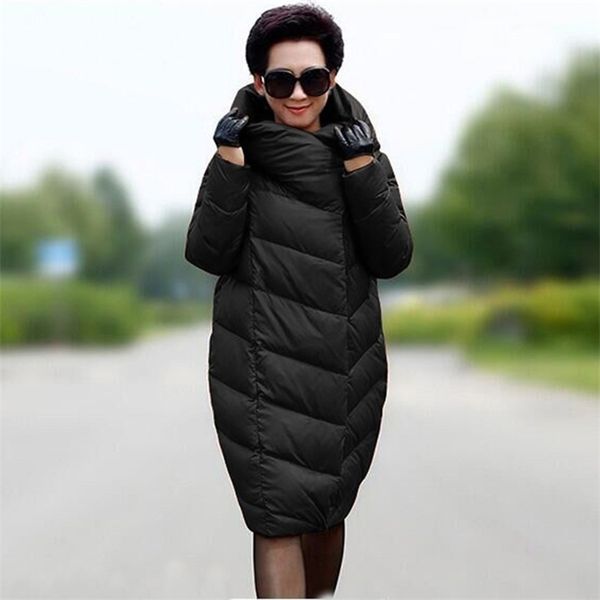 

women's down jacket winter long thickening large size 10xl fashion high-quality brand coat black red navy blue 211008