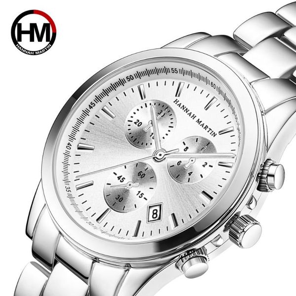 

wristwatches hm men watches stainless steel strap waterproof business auto date female quartz movement hm22, Slivery;brown