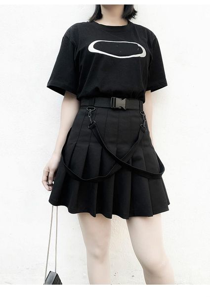 

skirts 2021 street style women halter pleated skirt belt a-line high-waisted black short mini
