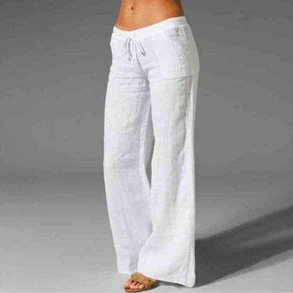 

fashion solid cotton and womens pants linen casual loose trouser wide leg high waist joggers capris good fabric, Black;white