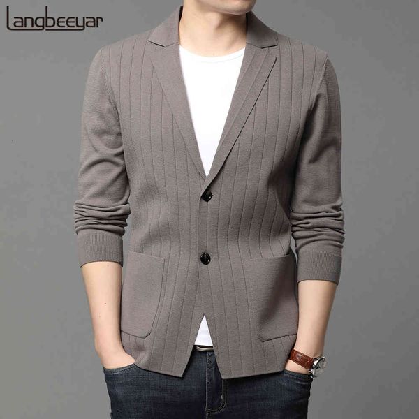 

men's suits & blazers male blazer knitted or crocheted with stripes, classic jacket, korean cardigan men's casual clothes, 95ki, White;black
