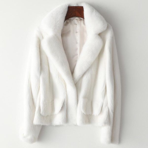 

women's fur & faux white whole mink coat casual female windproof jacket slim solid color silk liner outwear winter furr, Black