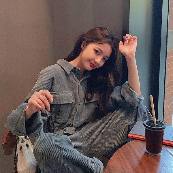 

women's jumpsuits & rompers commuter lapel jumpsuit for women 2021 corduroy womens personality slim casual overalls, Black;white