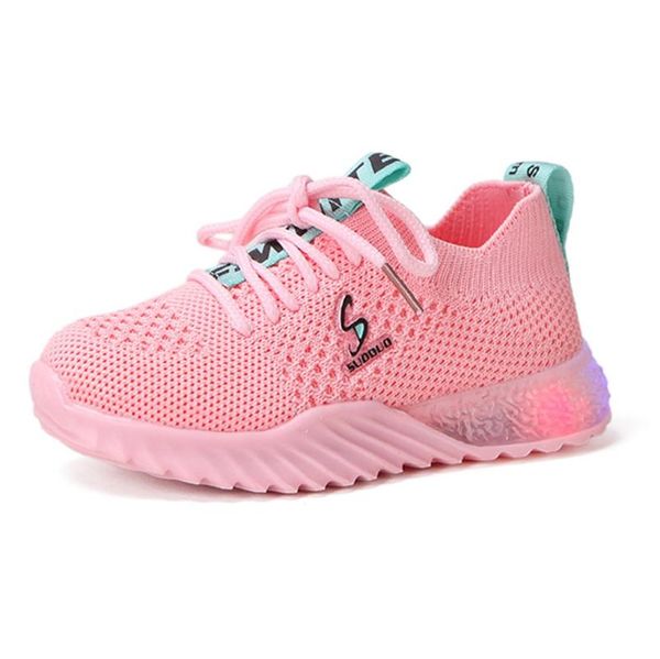 

sneakers telotuny children baby girls boys led lighted luminous sport run casual shoes kid non-slip mesh breathable zn27, Black;red