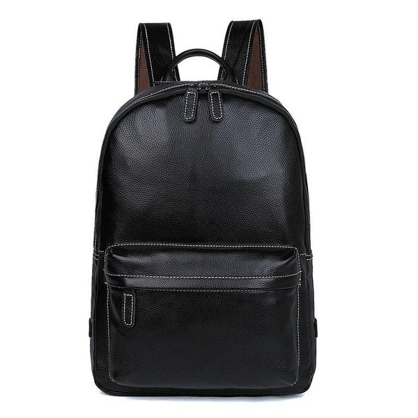 

real leather men's backpack retro shoulders lapschool bag journey rucksack 7273a