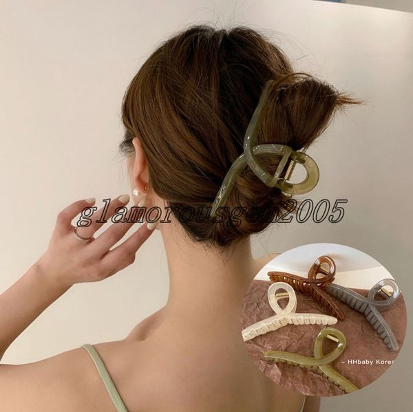 

korean fashion resin barrette barrettes claw for women large acetate hairpins hairclips crab hair claws girl hair accessories, Golden;silver