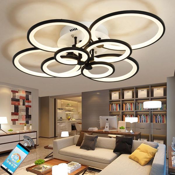 

modern leds chandelier for living/study room bedroom design ring decor lustres home white big light fixture chandeliers