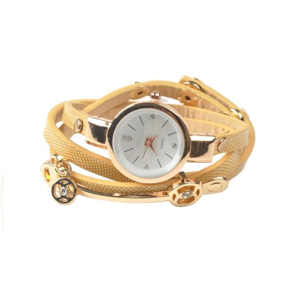 

wristwatches pu leather band gifts round shape fashion accessories simple travel casual 3 circle charming quartz women wristwatch, Slivery;brown