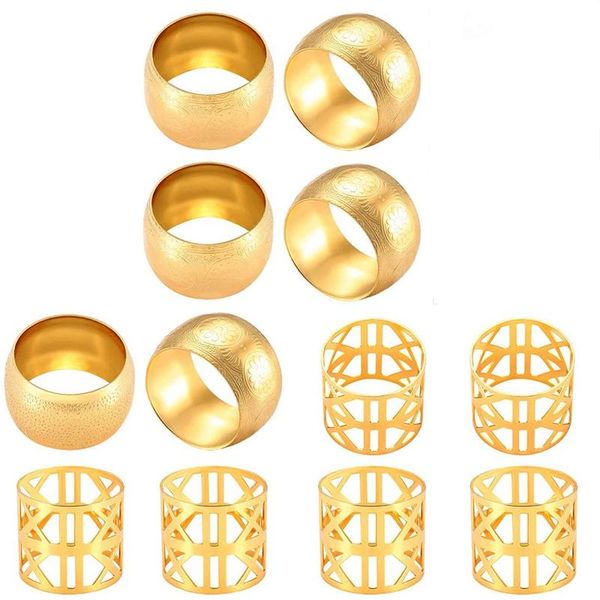 

napkin rings set of 12, gold hollow out holder dinning table setting for wedding party circle serviette buckle