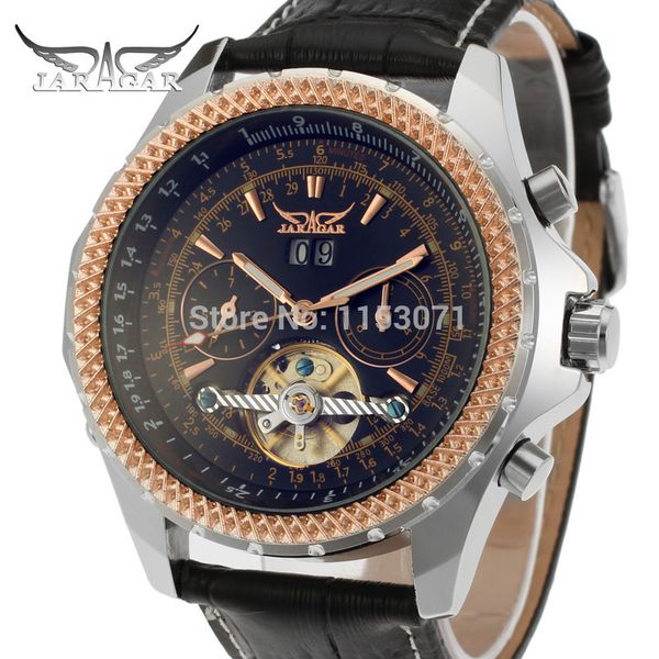 

gentlemen watches clock fashion automatic self-wind tournament calendar analogue tag black jag070m3t1, Slivery;brown