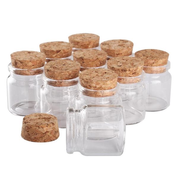 24pcs 37*40*27mm 20ml mini vetro in bottiglie piccoli barattoli fiale con tappa di tappo di sughero regalo di nozze 210331