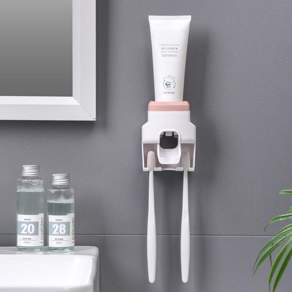 

toothbrush holders holder dustproof wall mounted convenient toothpaste squeezer dispenser for bathroom drsa889