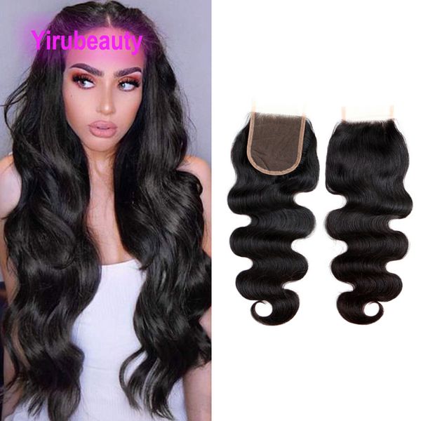 

indian wholesale 5 pieces/lot 4x4 lace closure body wave silky straight natural color 12-24inch 100% human hair yiurbeauty, Black;brown