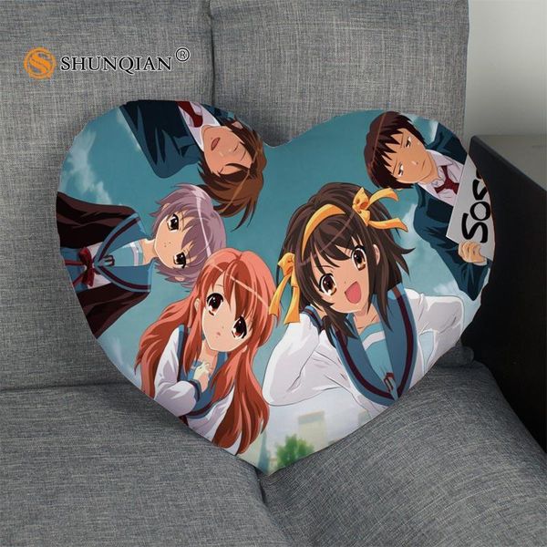 

pillow case custom pillowcase cover melancholy of haruhi suzumiya heart shape zipper gift size 41x36cm,47x42cm