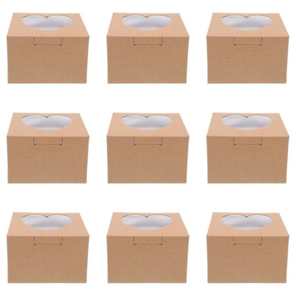 

gift wrap 20pcs cake packing boxes creative heart-shaped for party (light brown)