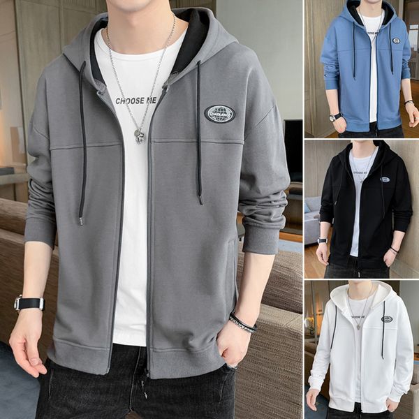 

new coat spring and autumn sports casual et hooded zipper cardigan men's sweater, Black