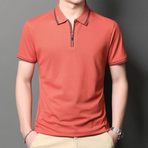 

men's polos short sleeve t-shirt summer lapel zipper solid color simple fashion casual comfortable shirt men, White;black