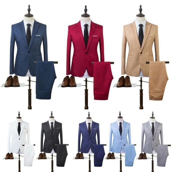 

men's suits & blazers men's suits & blazers costume homme mens blazer suit ensembles slim tuxedo coat pants formal evening dinner, White;black