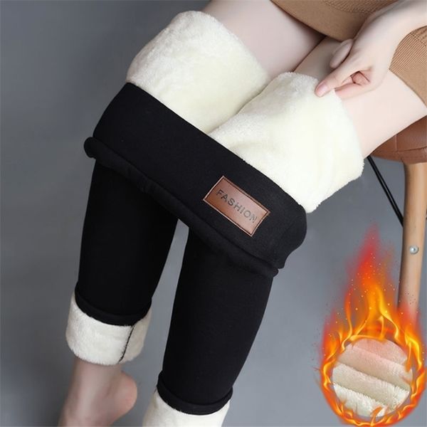 

winter women leggings velvet warm pants hight waist solid comfortable keep stretchy legging 211021, Black