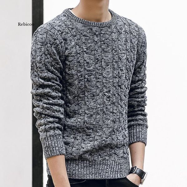 

men's sweaters 2021 winter fashion sweater round neck pullover long-sleeved casual, White;black