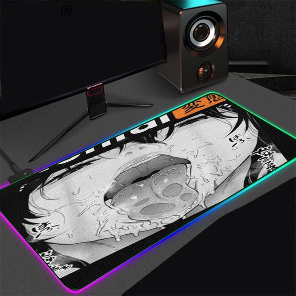 

mouse pads & wrist rests japan novelty manga ahegao anime girl rgb mousepad xxl pc lapdeskled mat backlit keyboard computer pad