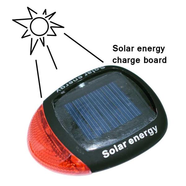 

solar powered led bike rear tail light bicycle night cycling safety warning lamp adjustable clamp accessories lights