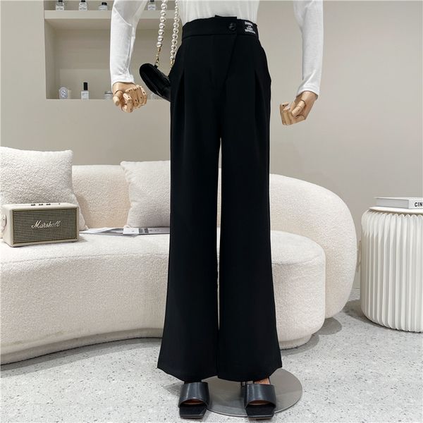

capri nicho female design spring 2021 fashion high waist thin pants leg, Black;white