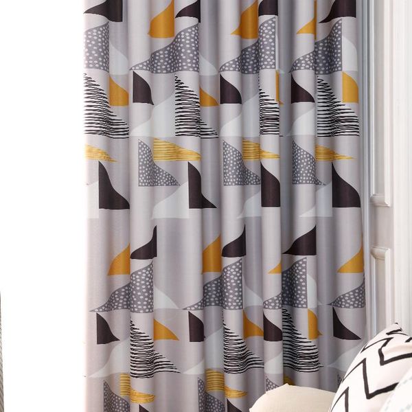 

curtain & drapes geometric printed blackout curtains for bedroom kids boys yellow brown french window treatment cortinas zh215d