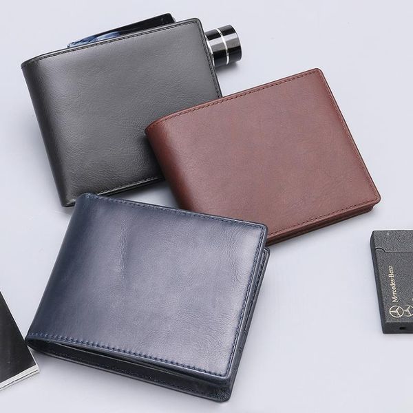 

colors vintage style real cowhide leather men short wallet wallets, Red;black