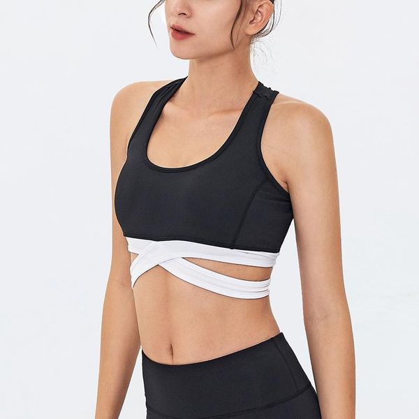 

gym clothing ins wide straps push up u biker sports bra padding crop for fitness wear vest women's running female short brassiere, White;black