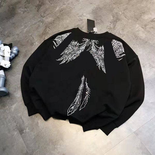 

brand hoodie chaopai 2021 autumn new urban leisure round neck pullover korean printed loose diamond studded sweater, Black