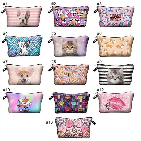 

3d cute cat animal printing man women makeup bag cosmetic case make up organizer toiletry kits storage travel pouch