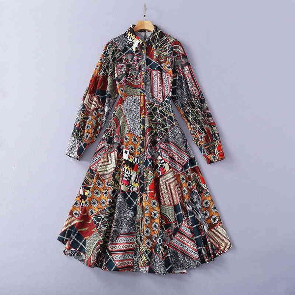 

casual dresses european and american women's clothing spring long sleeve lapel single breasted vintage print fashion dress dyn6, Black;gray