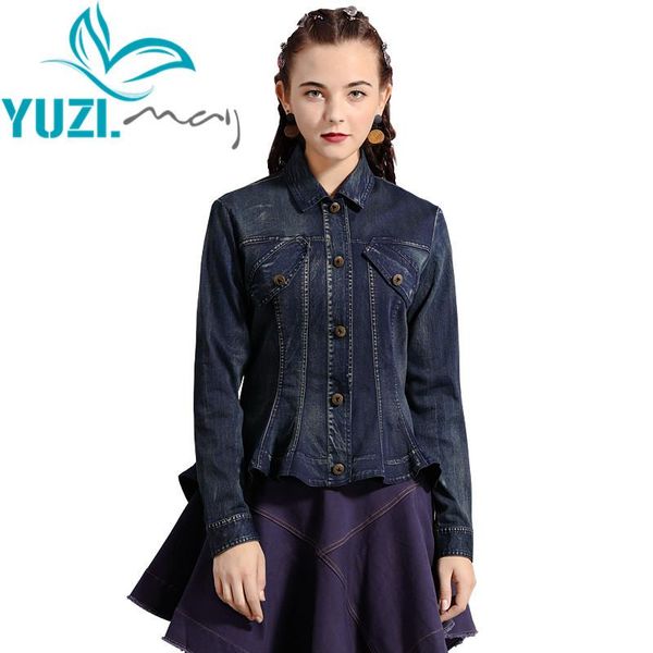 

women's jackets jacket women 2021 yuzi.may boho denim coat turn-down collar single breasted asymmetrical b9290 casaco, Black;brown