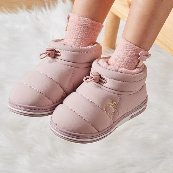 

slipper children winter cute home shoes short plush warm soft cotton kids slippers boys girls floor indoor small size baby, Black;grey