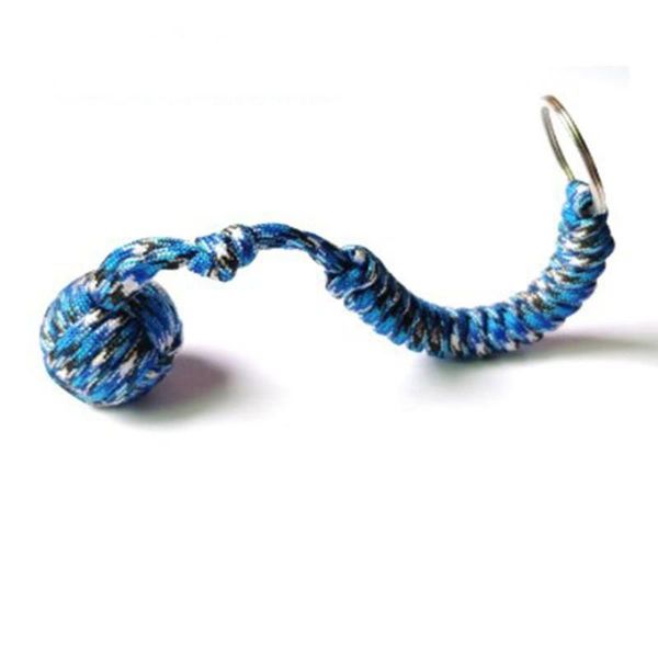 

keychains outdoor sports equipment monkey fist round umbrella rope key ring pendant 7 core ball accessories crafts, Silver