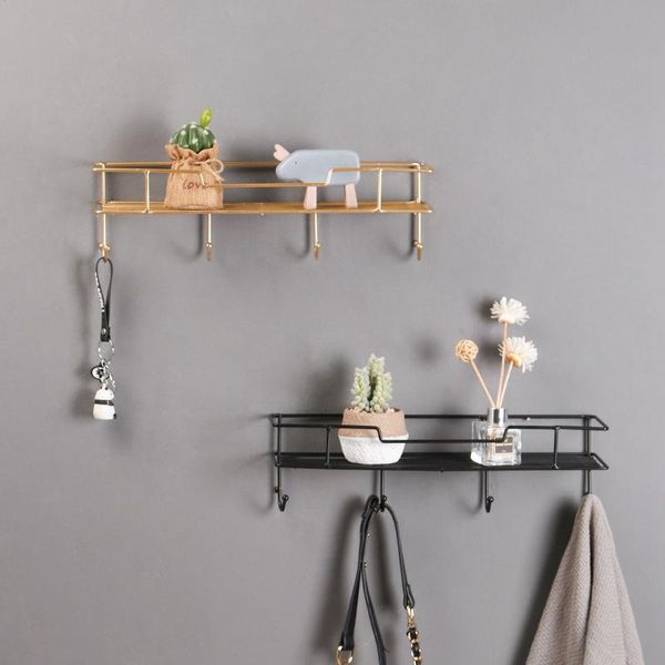 

hooks & rails a wall living room multi-function storage holder shelf organizer rack home decoration hanging iron art