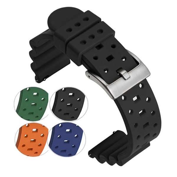 

watch bands premium-grade silicone rubber strap 20mm 22mm bracelet quick release bar watchband for men women generic watchbands, Black;brown