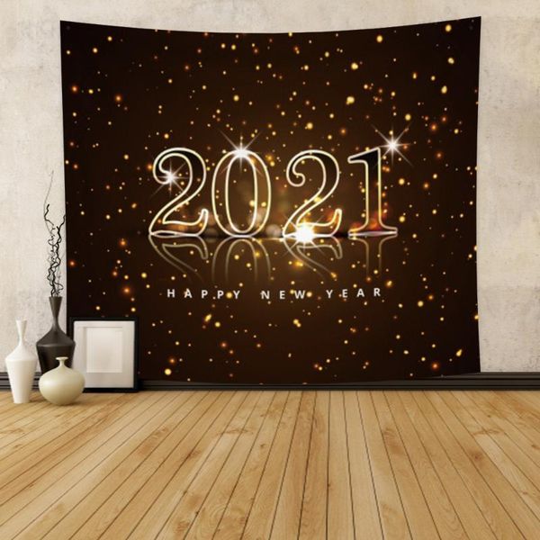 

tapestries laeacco fashion tapestry celebrate 2021 happy year light spot printing wall art hangings home living room decor polyester