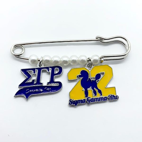

pins, brooches fashion greek letter society sigma gamma rho sorority symbolic poodle enamel pendant imitation pearl metal brooch, Gray