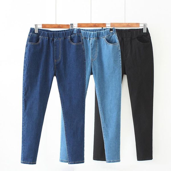 

women's jeans high waist vintage skinny women large size s-6xl stretch casual denim pants female elastic wais street trousers, Blue