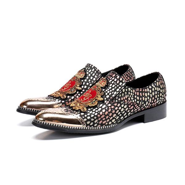 

dress shoes oxfords dot slip-on polka wedding spring business fashion genuine leather office carved mens, Black