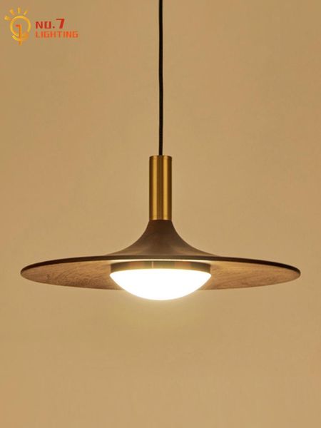 

pendant lamps nordic simple design flying saucer lights solid wood copper indoor lighting living room salon restaurant bedroom bedside