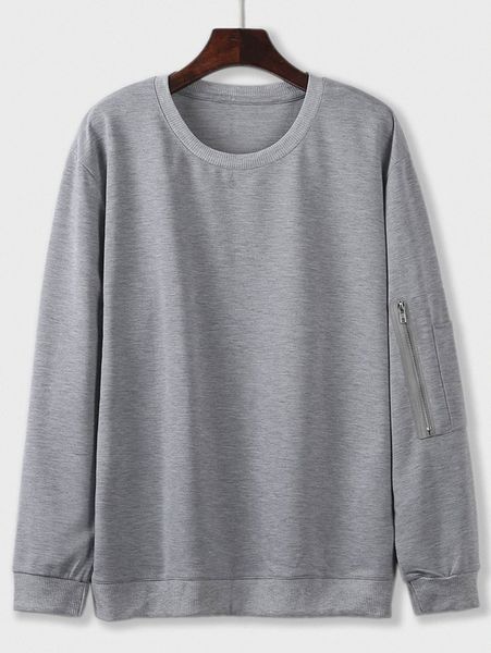 

men solid zipper detail sweatshirt l8ax#, Black