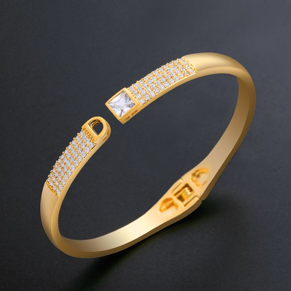 

jewelry diamond inlaid ultra flash zircon open temperament simple personality bracelet brb26, Golden;silver