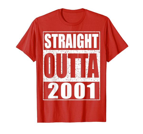 

straight outta 2001 t-shirt 18th birthday gift shirt, White;black