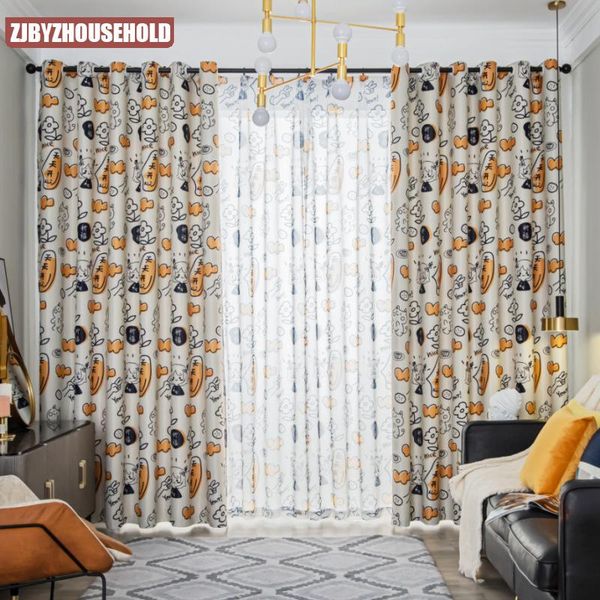 

curtain & drapes korean-style curtains for living dining room bedroom garden small fresh pure color cartoon children girl