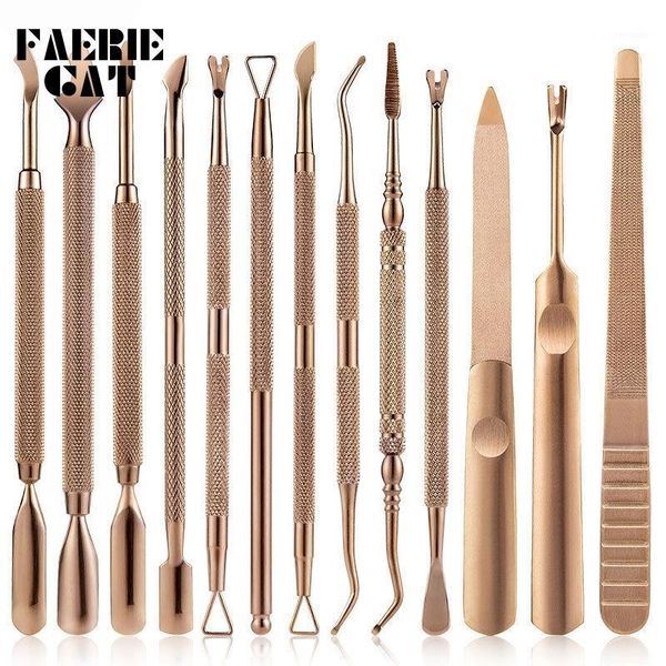 

styles retro bronze nail cuticle pusher cleaning dead skin cut gel polish remover stainless steel manicure pedicure care tool1